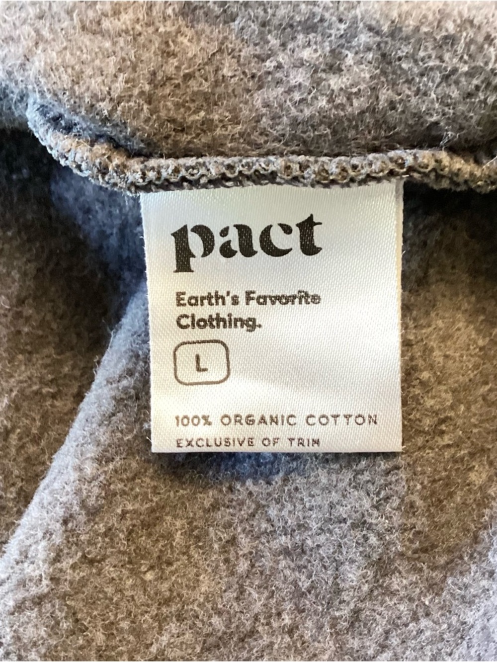 NWOT Pact Organic Crewneck Pullover Sweatshirt - Gray - L - Picture 6 of 8
